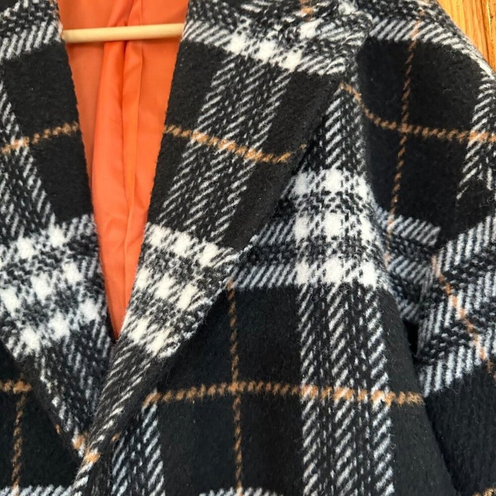 Gianni Feraud Oversized Black Plaid Checked Overcoat - Picture 4 of 7